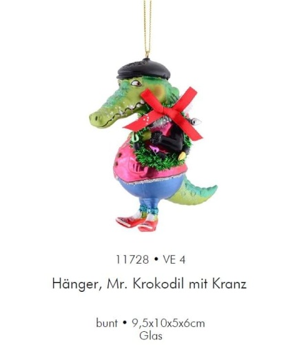Игрушка елочная Giftcompany KROKODIL MIT KRANZ Артикул: 85548 DolceNoce