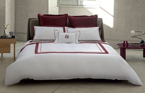 Постельное белье Fazzini DARSENA 6 bianco+burgundy белый с бордовым