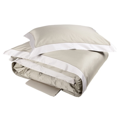 Постельное белье Fazzini QUADRILATERO 600TC 4 tortora+avorio серое-молочное фото 2