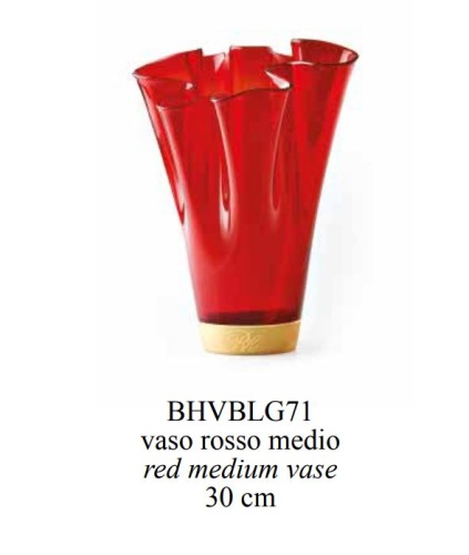 Ваза Blumarine LOGO GOLD Vaso Rosso Средняя Красная 30 см Артикул: BHVBLG71 DolceNoce