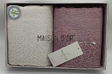 Набор полотенец Maison D`or NEW TRENDY SMALL ecru/lila 2*50x100 молочный/сирень