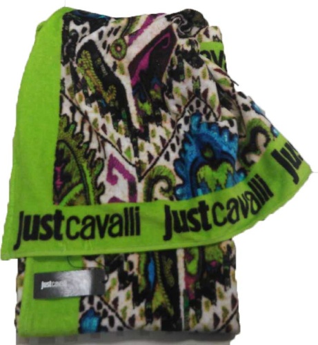 Полотенце пляжное Just Cavalli зеленое с черным, 100х180 Артикул: 92731 DolceNoce